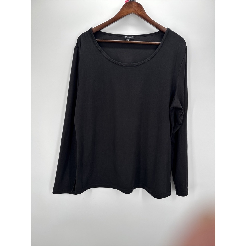 Chances R Womens 3X Black Long Sleeve Tunic Top Plus Size Stretch Basic Casual